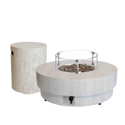 Happy Cocooning Feuertisch-Set Estate 105 Travertin