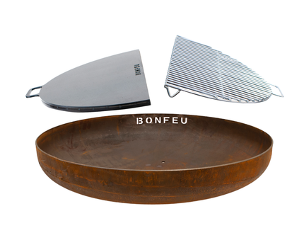 Pakketdeal BonFeu vuurschaal 100 + BonPlancha 1/2 100 + BonGrill 1/2 100