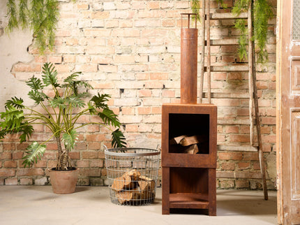 Esschert Terrassenofen mit Holzspeicher Rost