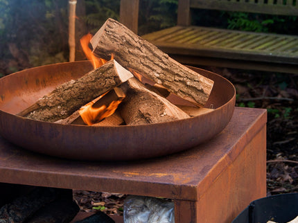 Esschert Feuerschale mit Holzlagerung 80 cm Rust