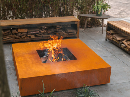 FORNO Feuertisch CortenStahl Quadratisch (Ø120cm)