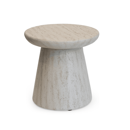 Happy Cocooning bijzettafel side table Round travertine