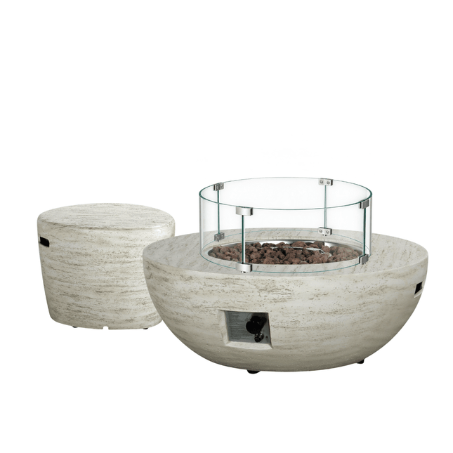 Happy Cocooning Feuertisch-Set Estate Bowl travertin