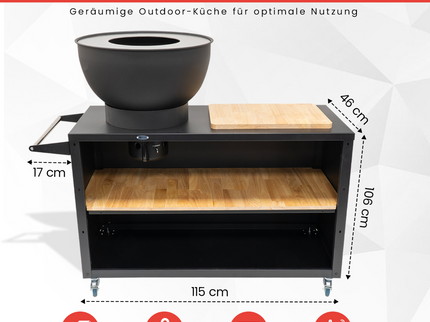 HEAT Trolle Outdoor-Küche Schwarz