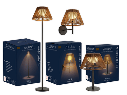 Paketangebot ZOLUNA 1x Stehlampe Sofie + 1x Tischlampe Moos + 1x Wandleuchte Ayla